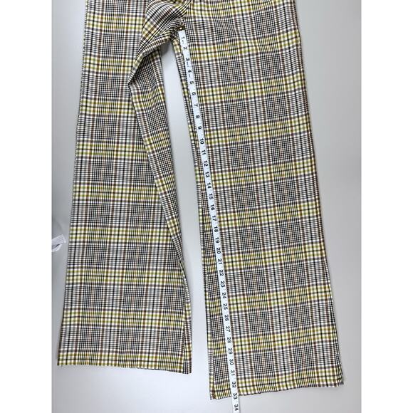 Nasty Gal High Waisted Plaid Unbeatable Pants 26 Tall Brown Yellow Academia Prep - Picture 2 of 12